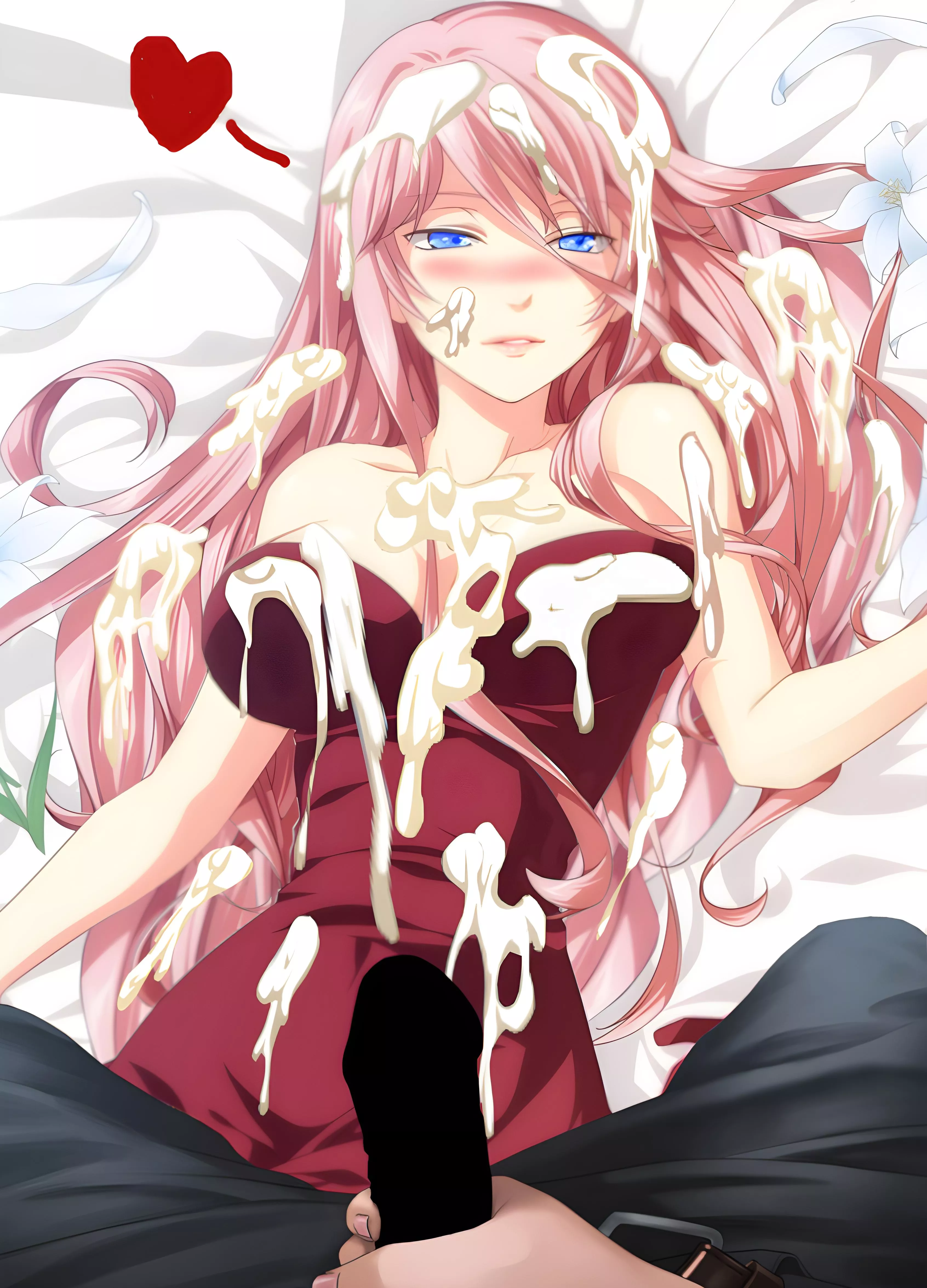 [Luka] Thick cum over red dress...