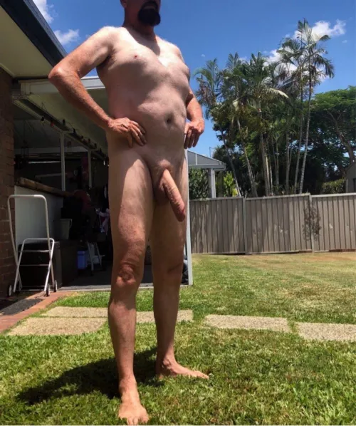 (M) best feeling in the world being naked on beautiful arm cloudless day.