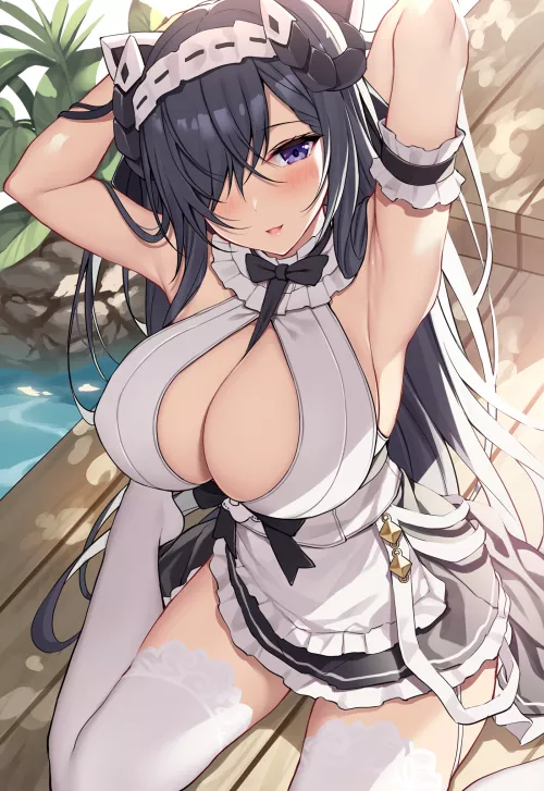 Maid August Von Parseval arms up [Azur Lane]