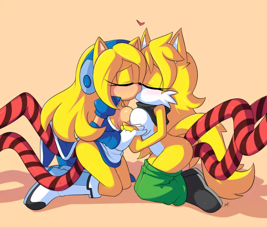 maria and tailsko kissin 🌊🤍💦💯🙏🏿 (art by ayb)