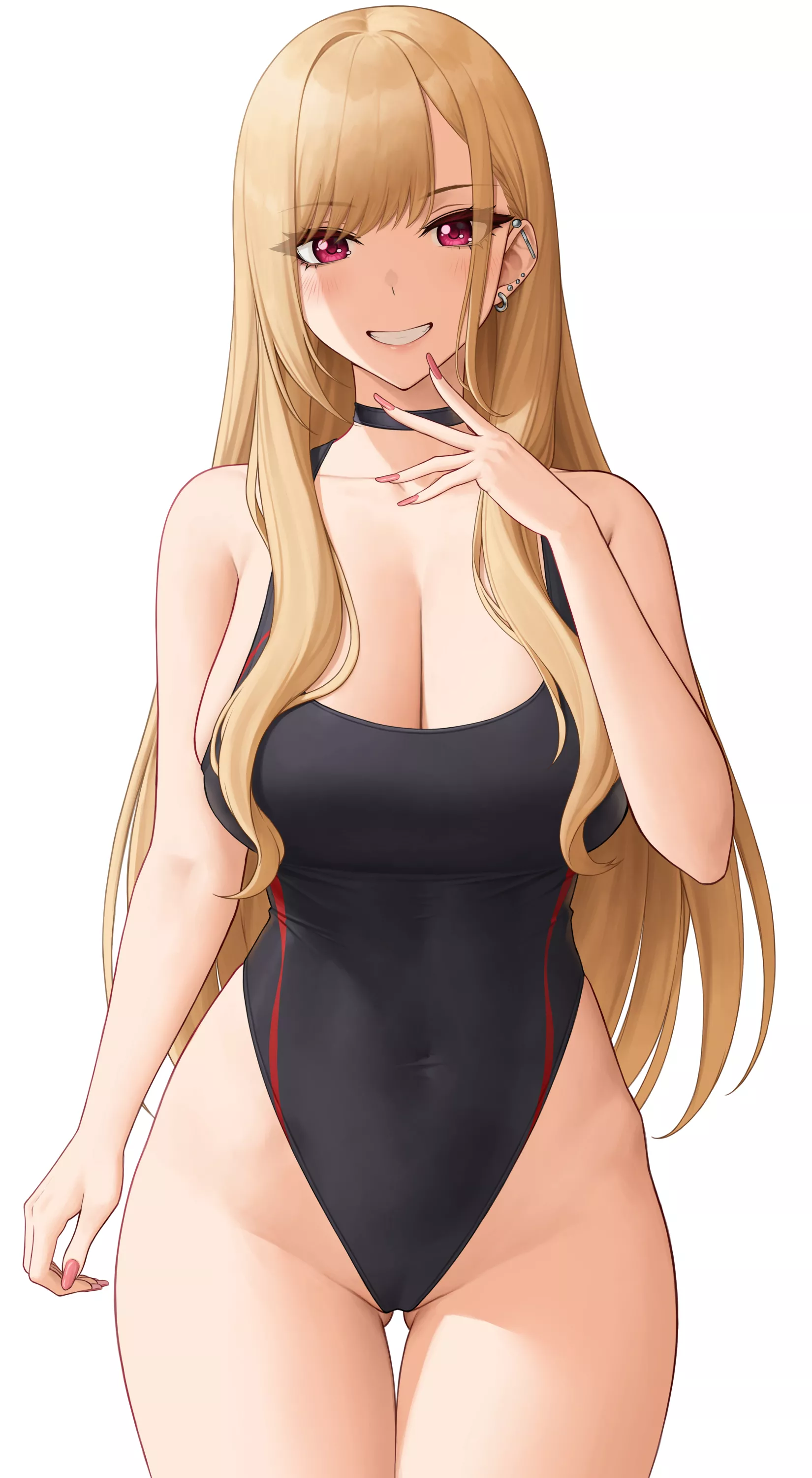 Marin in swimsuit.