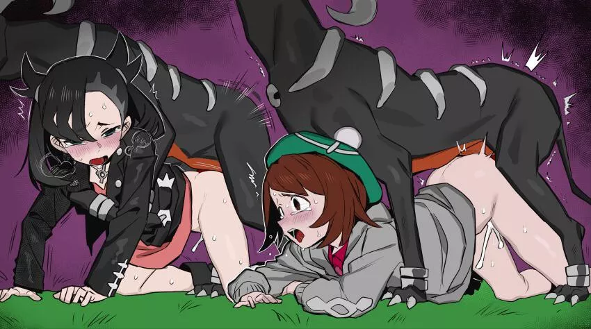 Marnie and Gloria try some Houndooms (barbarian tk) [MF]