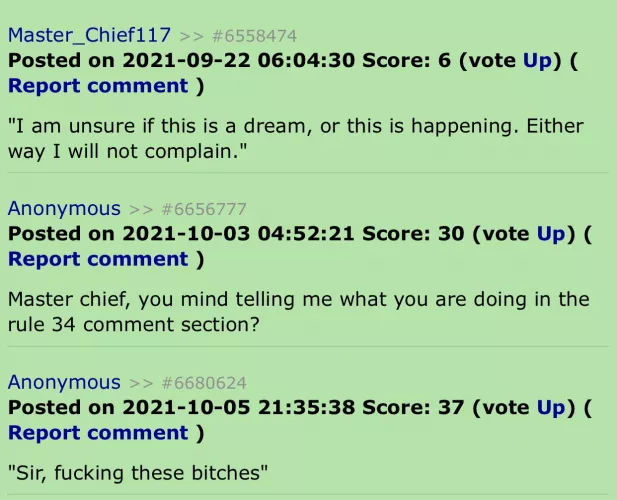 Master Chief, do you mind telling me what you are doing on r34?