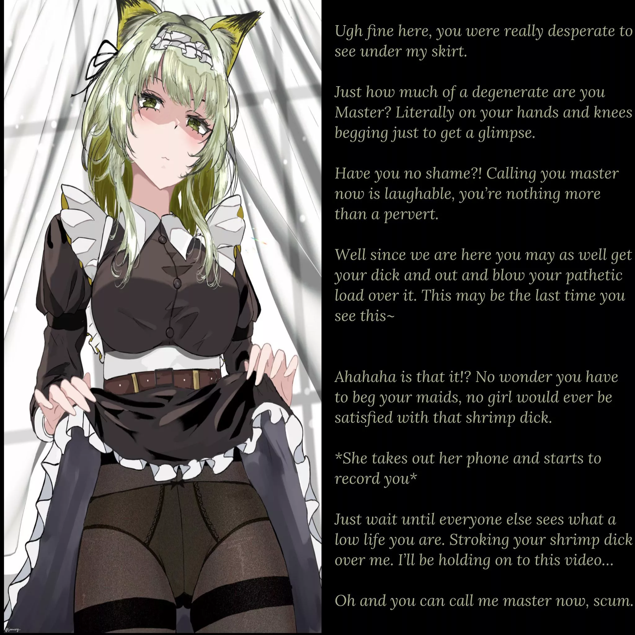 Master is a perv how Disgusting~ [Femdom] [Sph] [Name calling] [light blackmail] [artist: Jannong found on gelbooru]