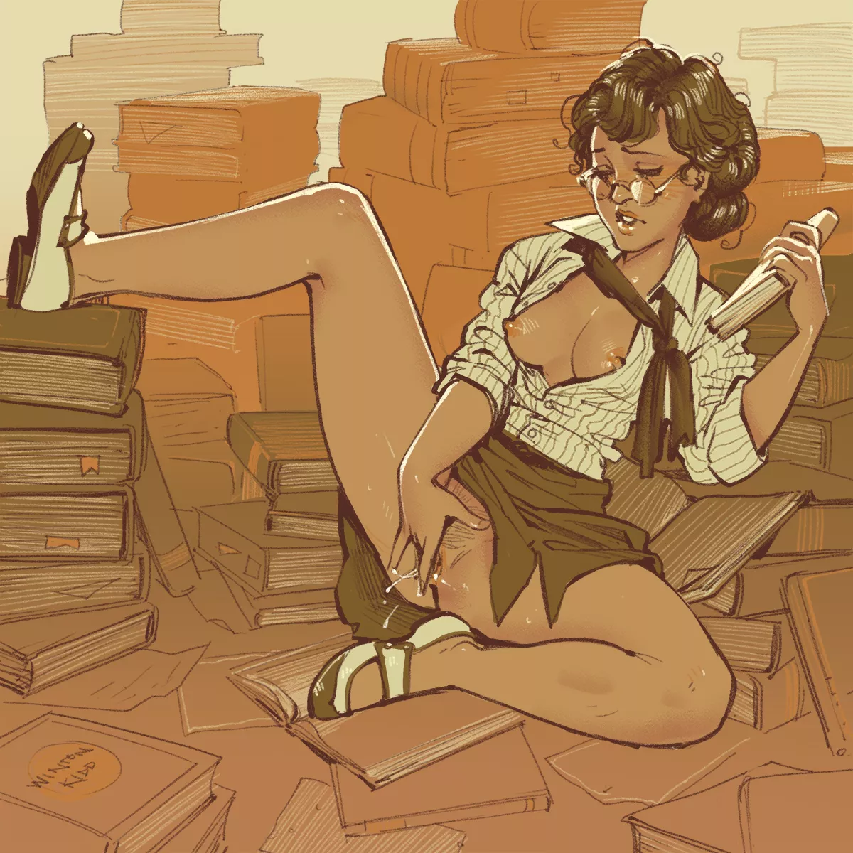 Masturbation illustration. By @wintonkidd