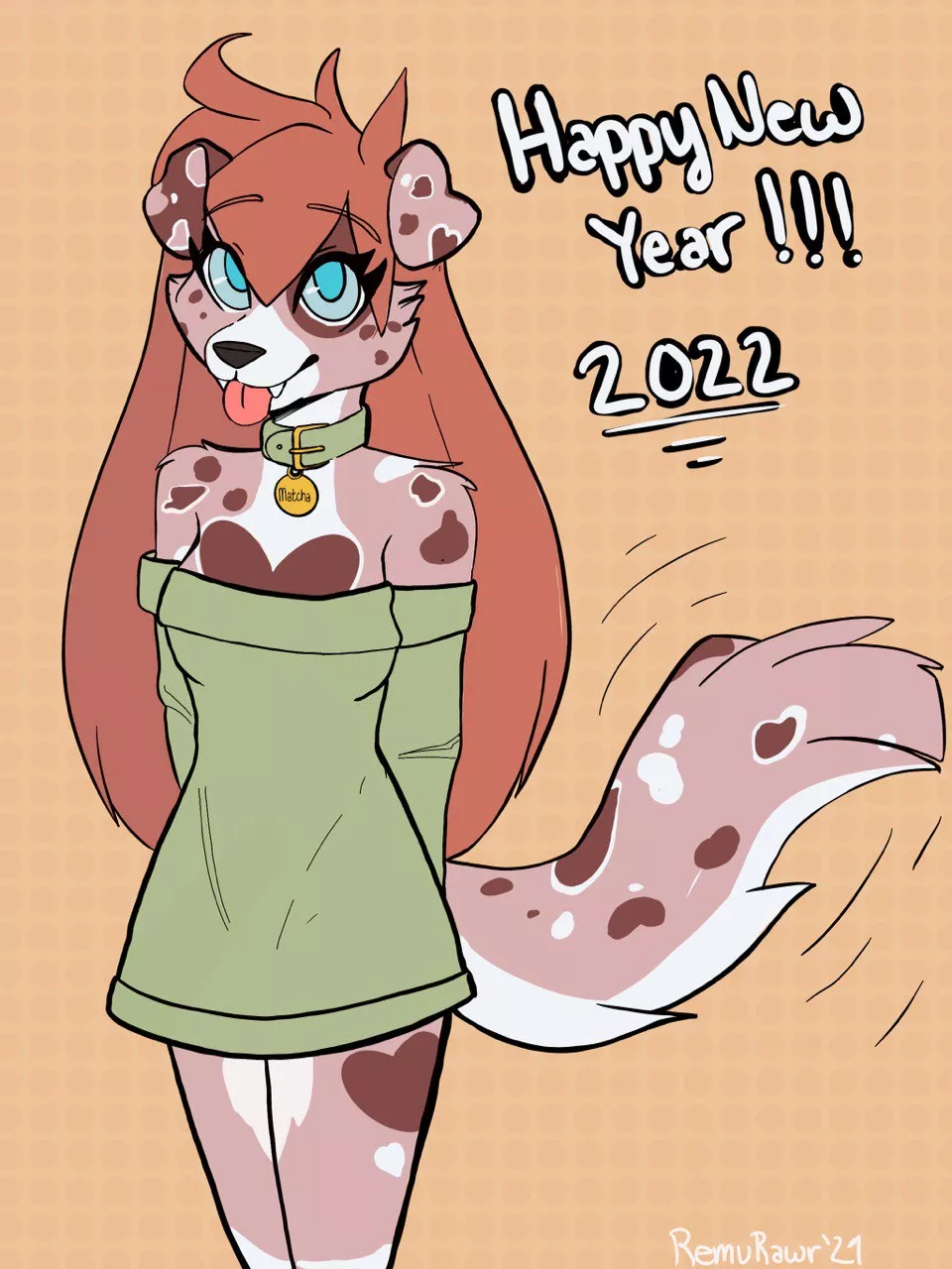 Matcha wants you to have a Happy New Year! (Art by me. @RemuRawr)