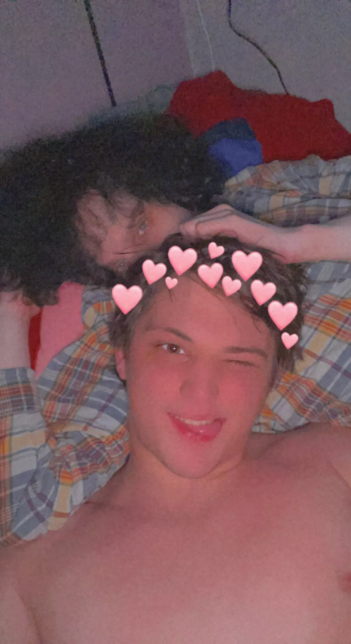 Me and Daddy snuggling he’s the one touching my head