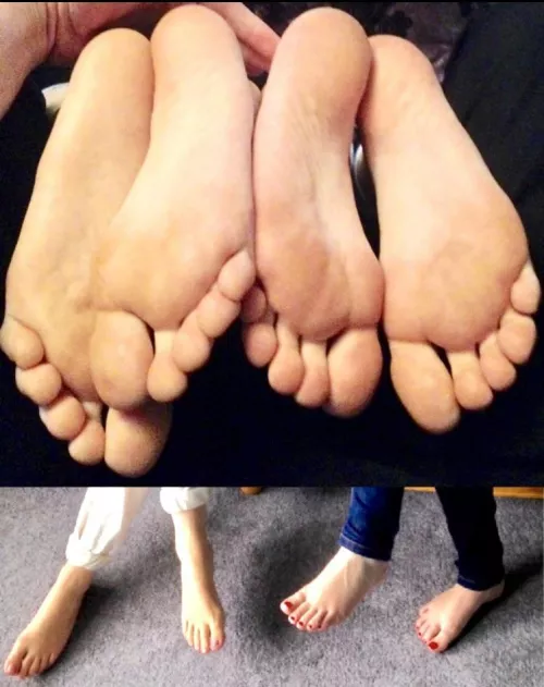 Me and my sisters feet. 20 beautiful little toes but do you know which feet are mine?