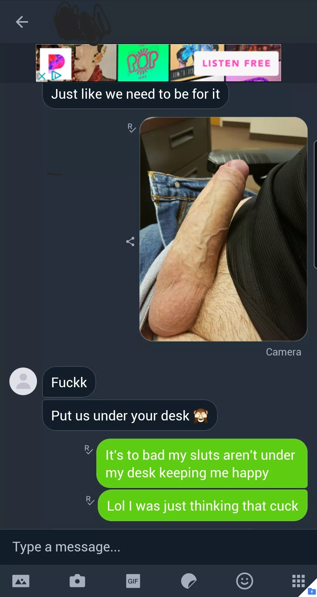 Me and this cuck had the same idea of where he and his wife belong. Me and this cuck had the same idea of where he and his wife belong.