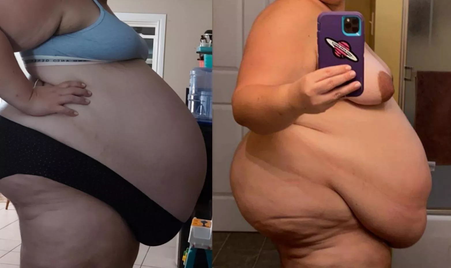 Me at 39 weeks vs 2 weeks later.