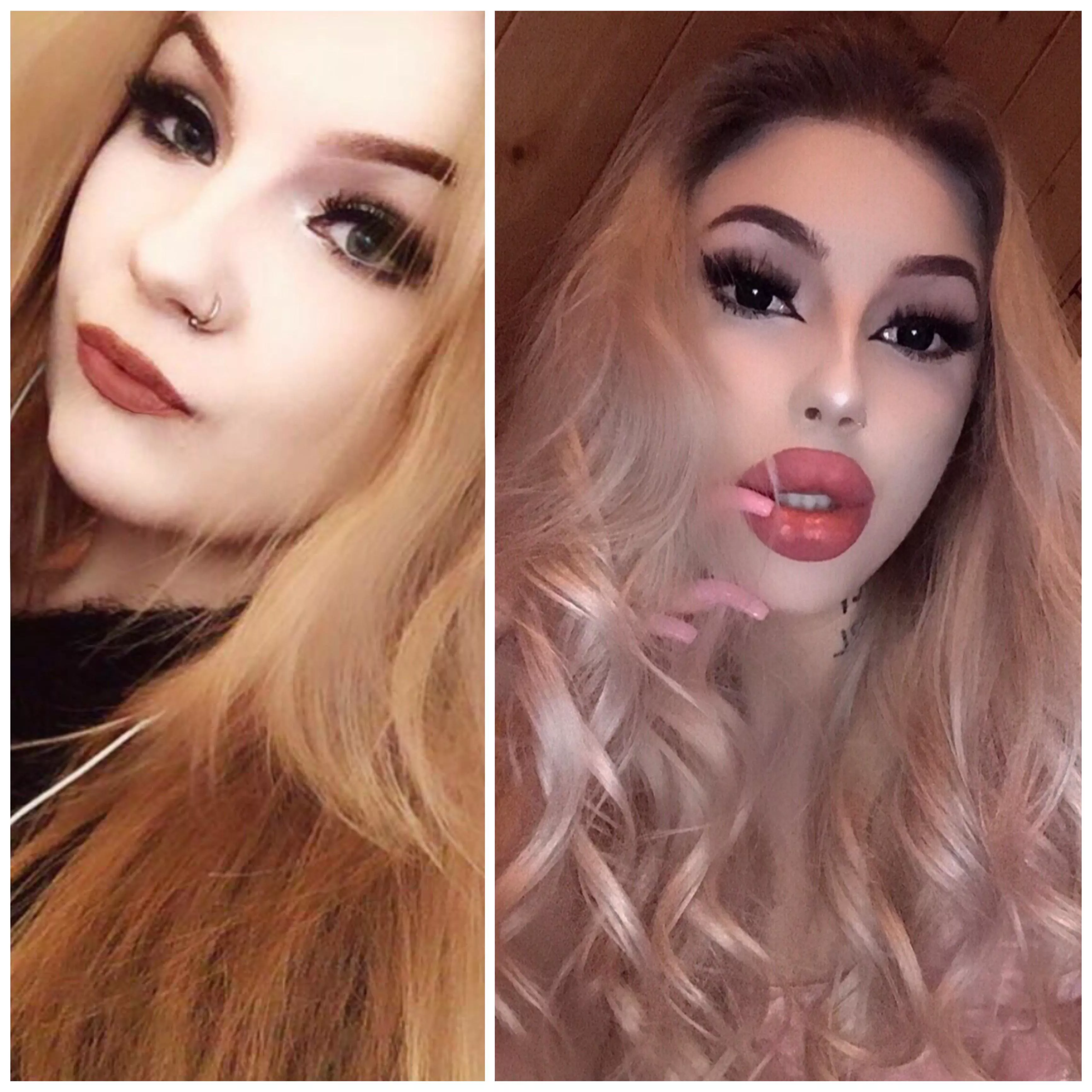 me before and one year after bimbofication🔥🤭 + also breast augmentation 6 months ago💋 me before and one year after bimbofication🔥🤭 + also breast augmentation 6 months ago💋