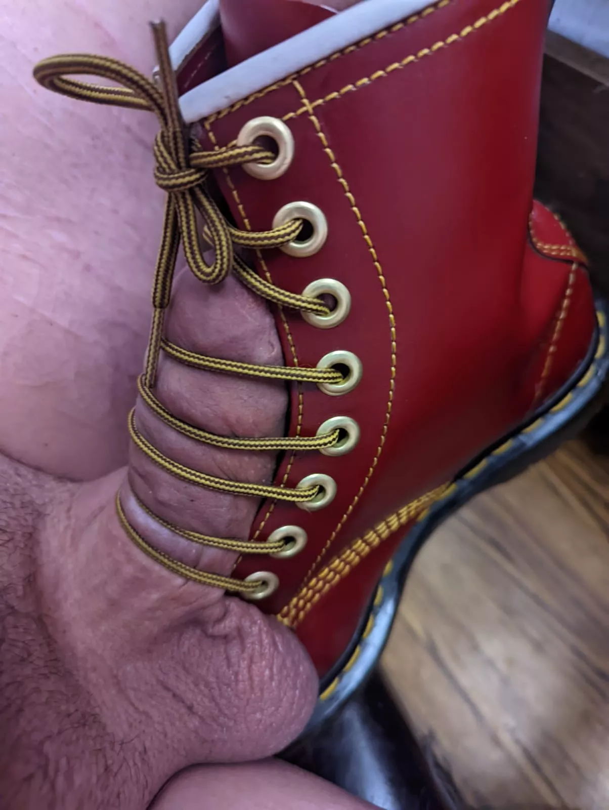 Me, fucking my boys new boots!