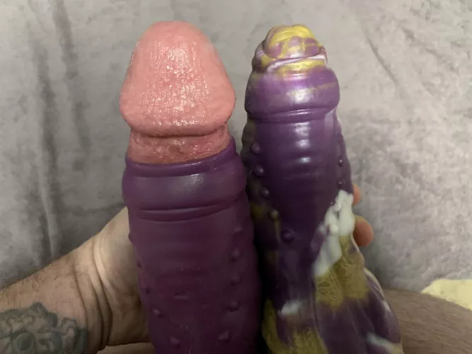 (M)e in a large flint shelf next to a small flint.