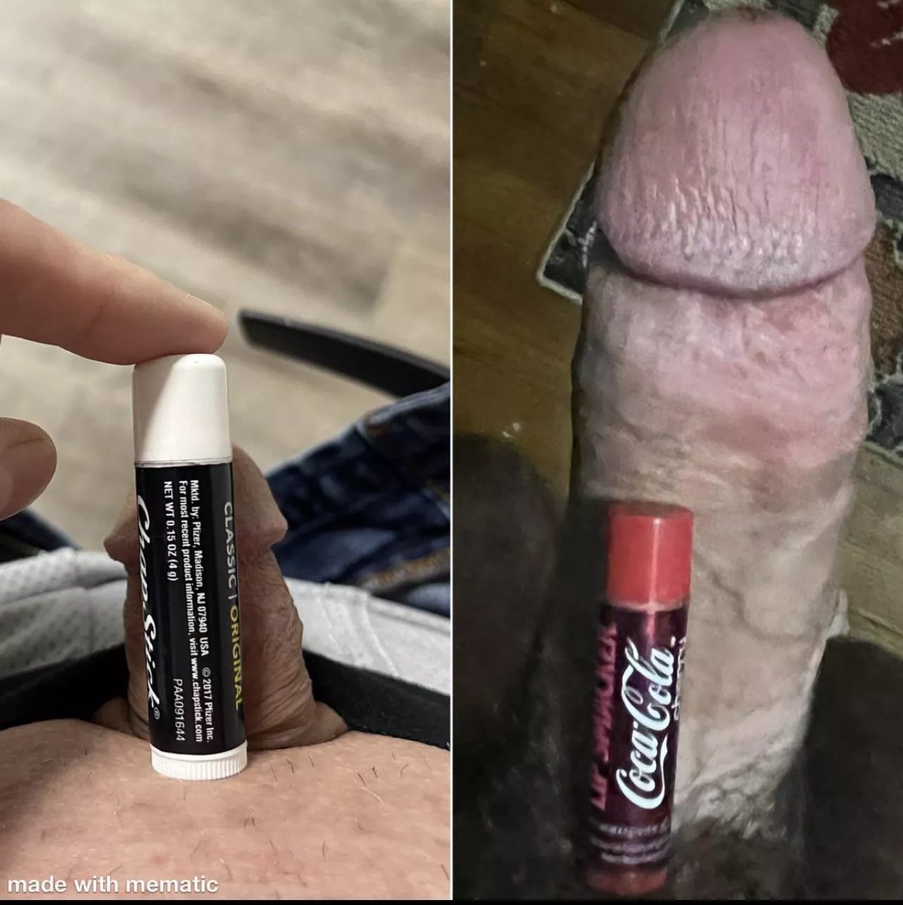 Me (left) vs r/AlfaWolfwood (right) chapstick comparison