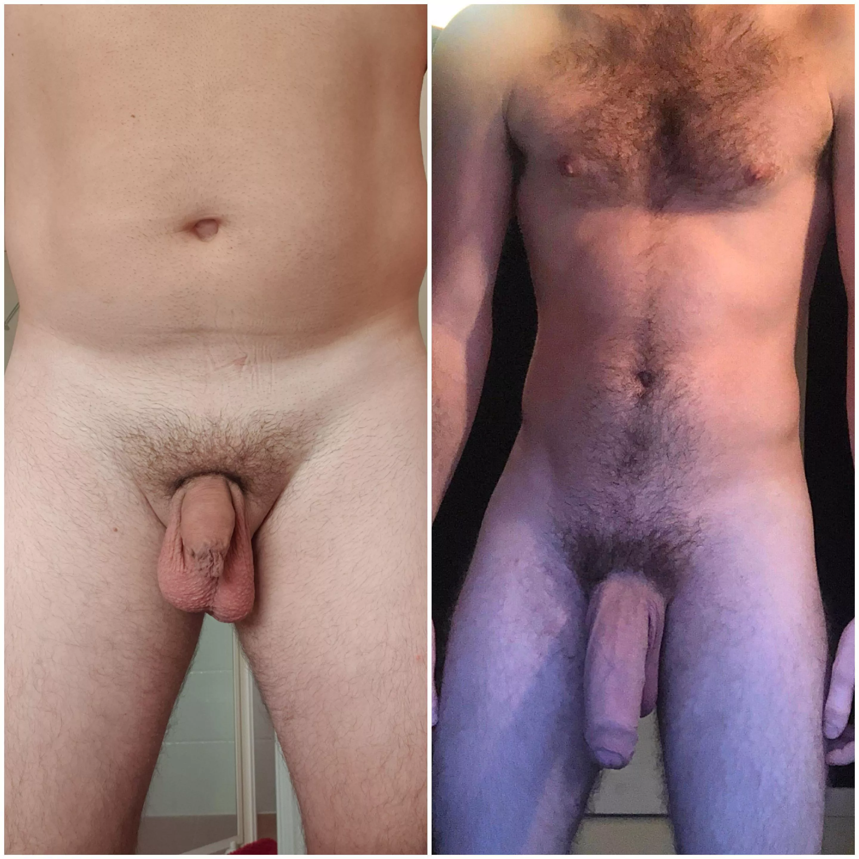 Me on the right vs. my best mate I once told him if we could swap cocks for just one day I would never give it back to him🤣