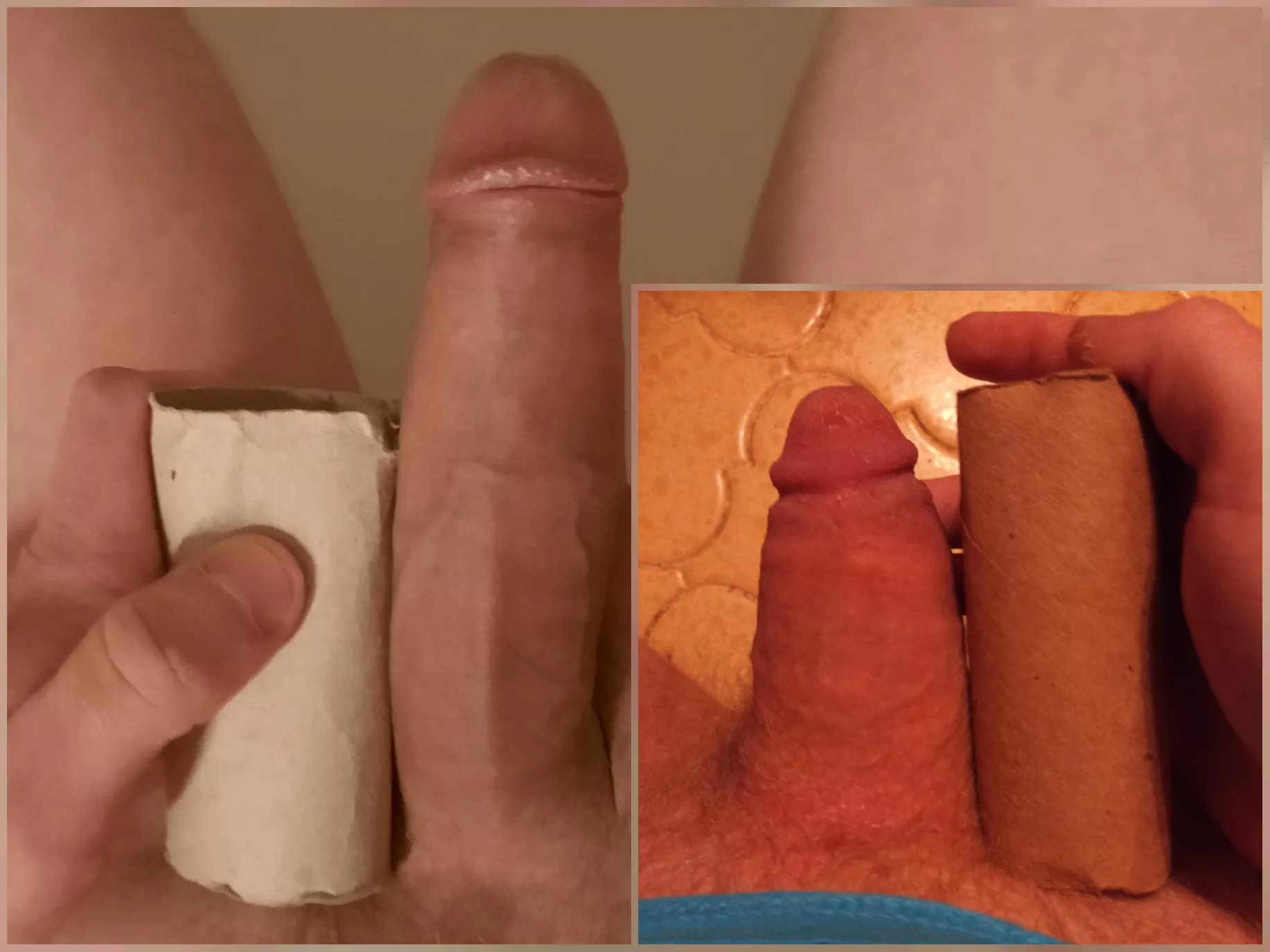 Me vs. @PMmeYourHugeDicks compared semi-hard 😁 Wow I'm twice as long