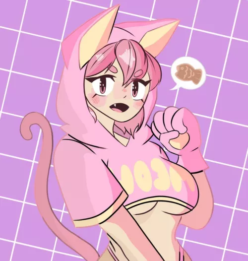 Meow cat girl art
