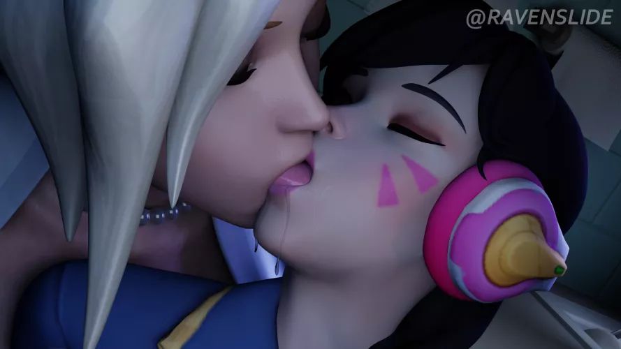 Mercy and D.Va Kiss (RAVENSLIDE)