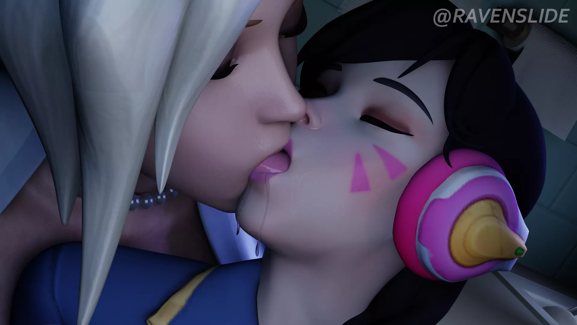 Mercy and D.Va Kiss (RAVENSLIDE)