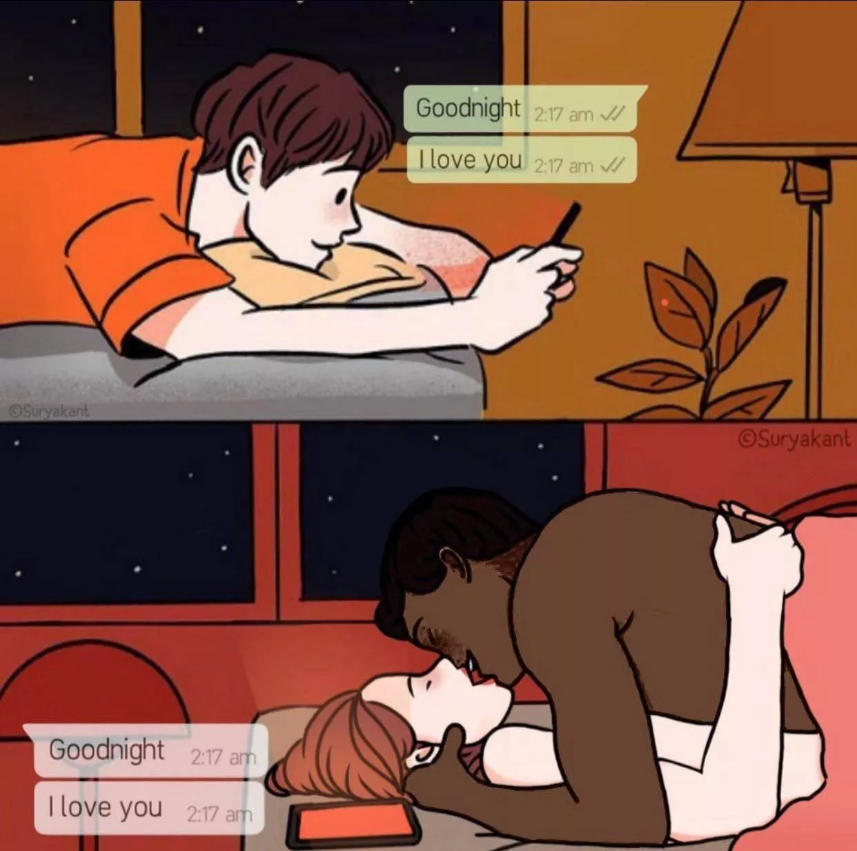 Messaging your girl goodnight