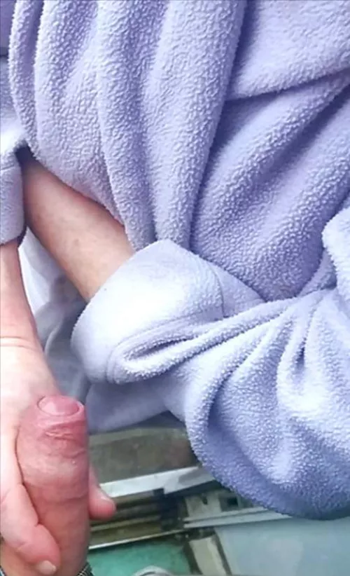 Michelle holding my cock when she answered the door to me