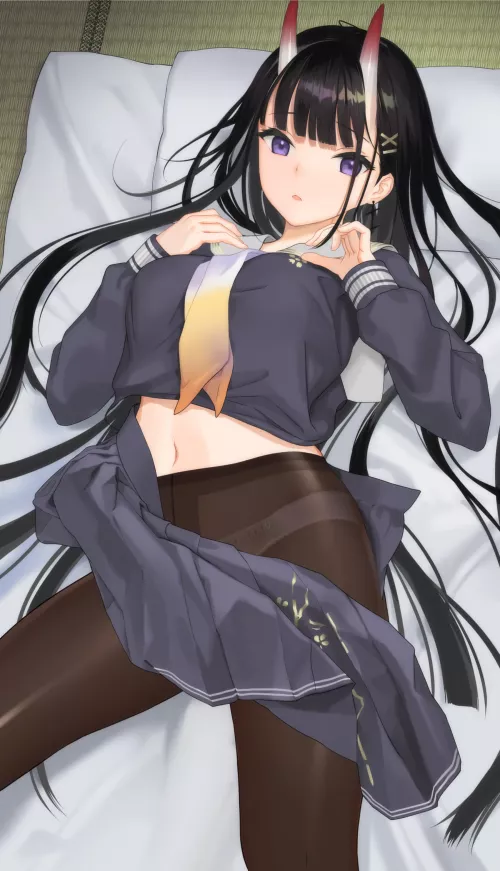 Midriff Noshiro and skirt slips (nanam_sk) [Azur Lane]