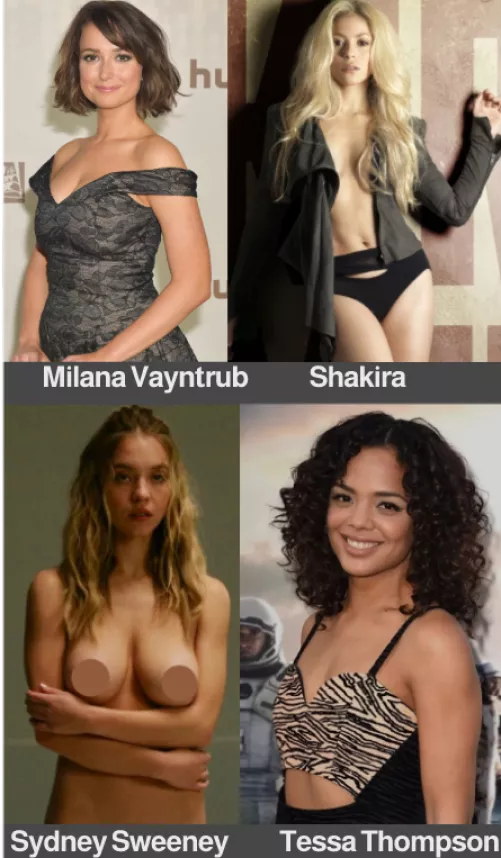 Milana Vayntrub vs. Shakira vs. Sydney Sweeney vs. Tessa Thompson