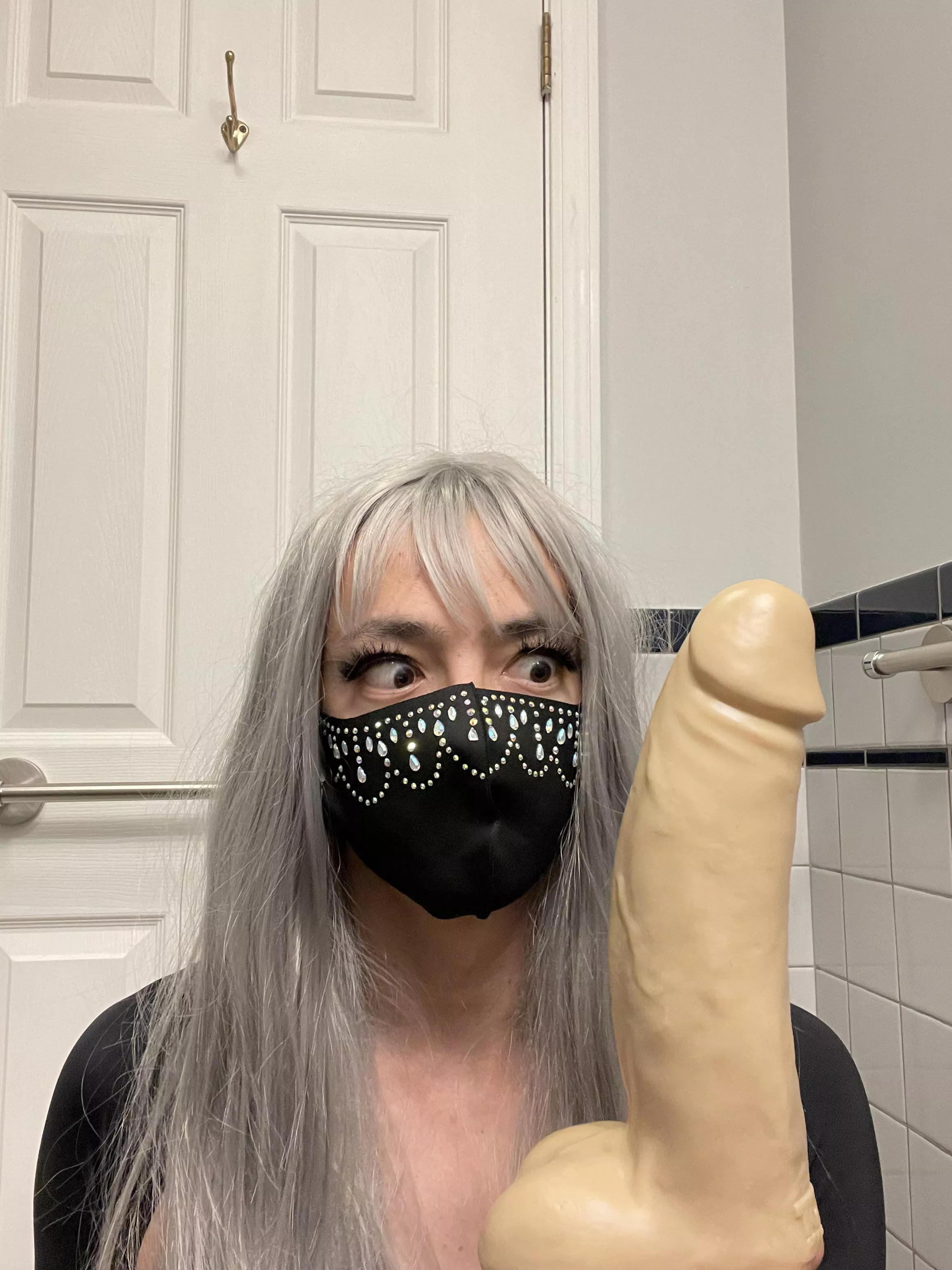 Mistress Michelle promises me that I can make it fit… and if I can’t, she will 😳😳😳