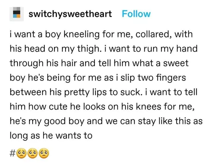 Mmm.. I hope someday my pup will let me collar him~ ❤️ I want to tease him until he's begging for more~