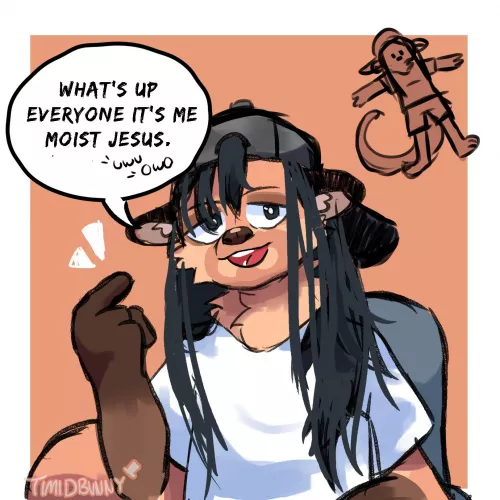 Moistcritikal’s fursona that someone wanted me to draw for a challenge lol - (art by me @TIMIDBVNNY)