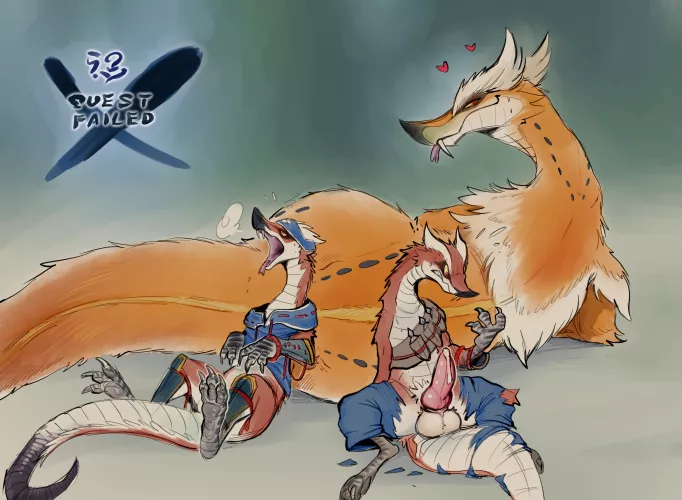 Monster hunting gone wrong [M Humans -> M Izuchi/Wyverns; Monster Hunter] (daftpatriot)