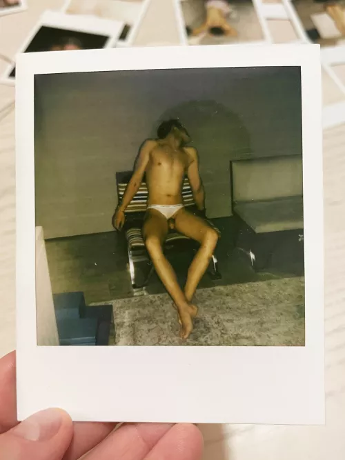 More from the new polaroid collection… after I tied him to the chair in only his panties, but before I totally ruined him.