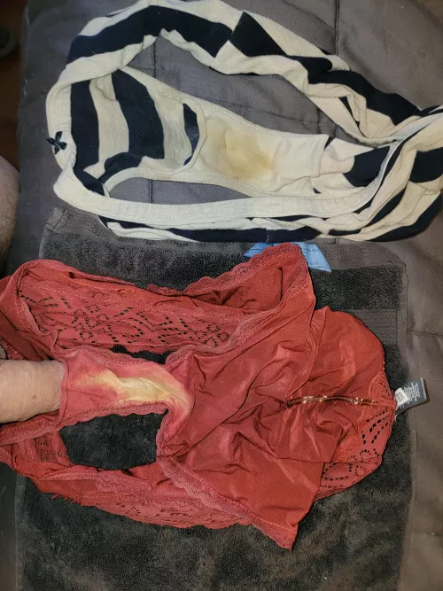 More gusset fucking of my wifes dirty panties