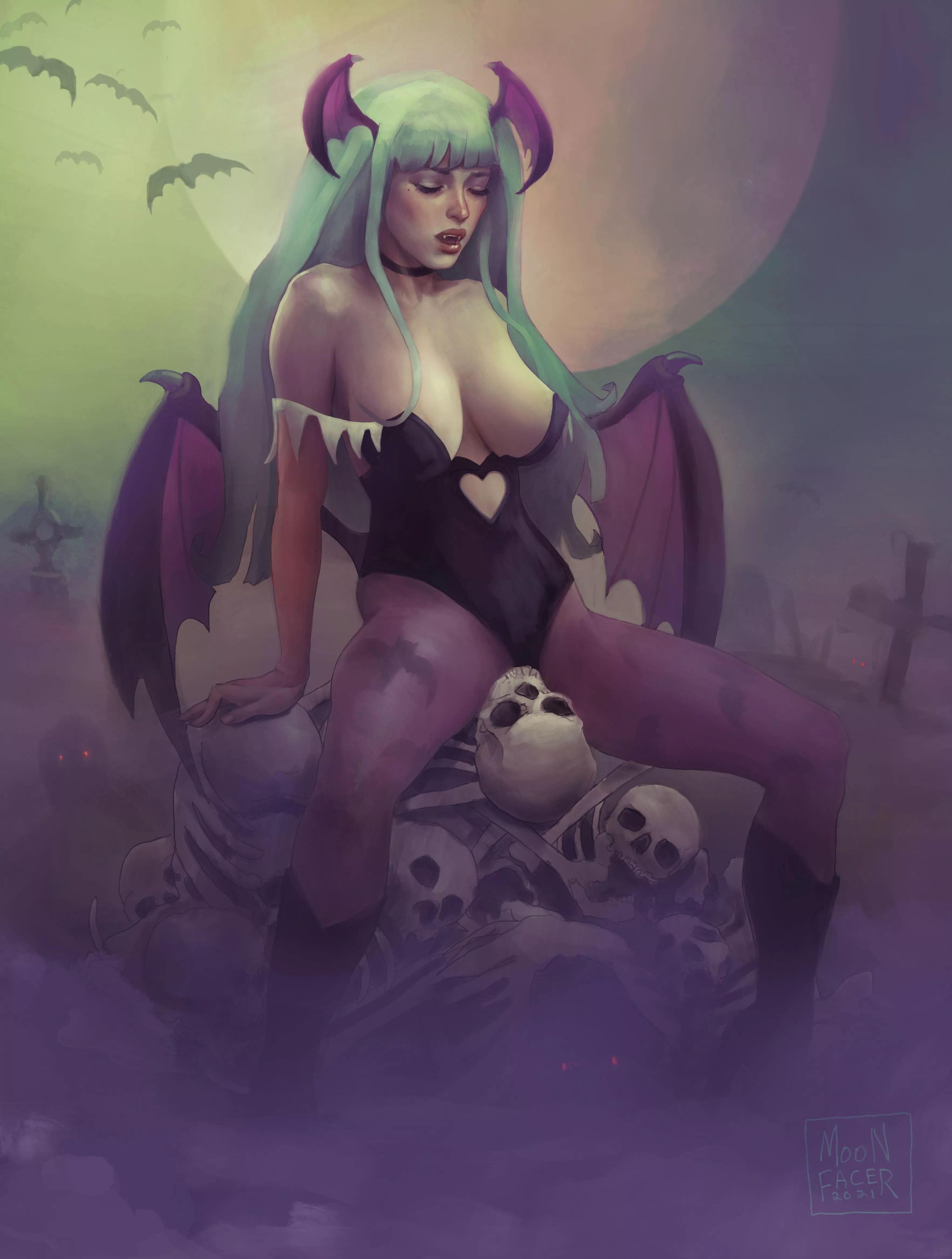 Morrigan Aensland Moonfacer Darkstalkers Nudes By Moon Facer