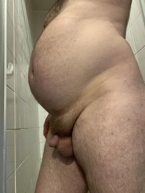 My belly and bush have grown since the last time I did this post-shower pose