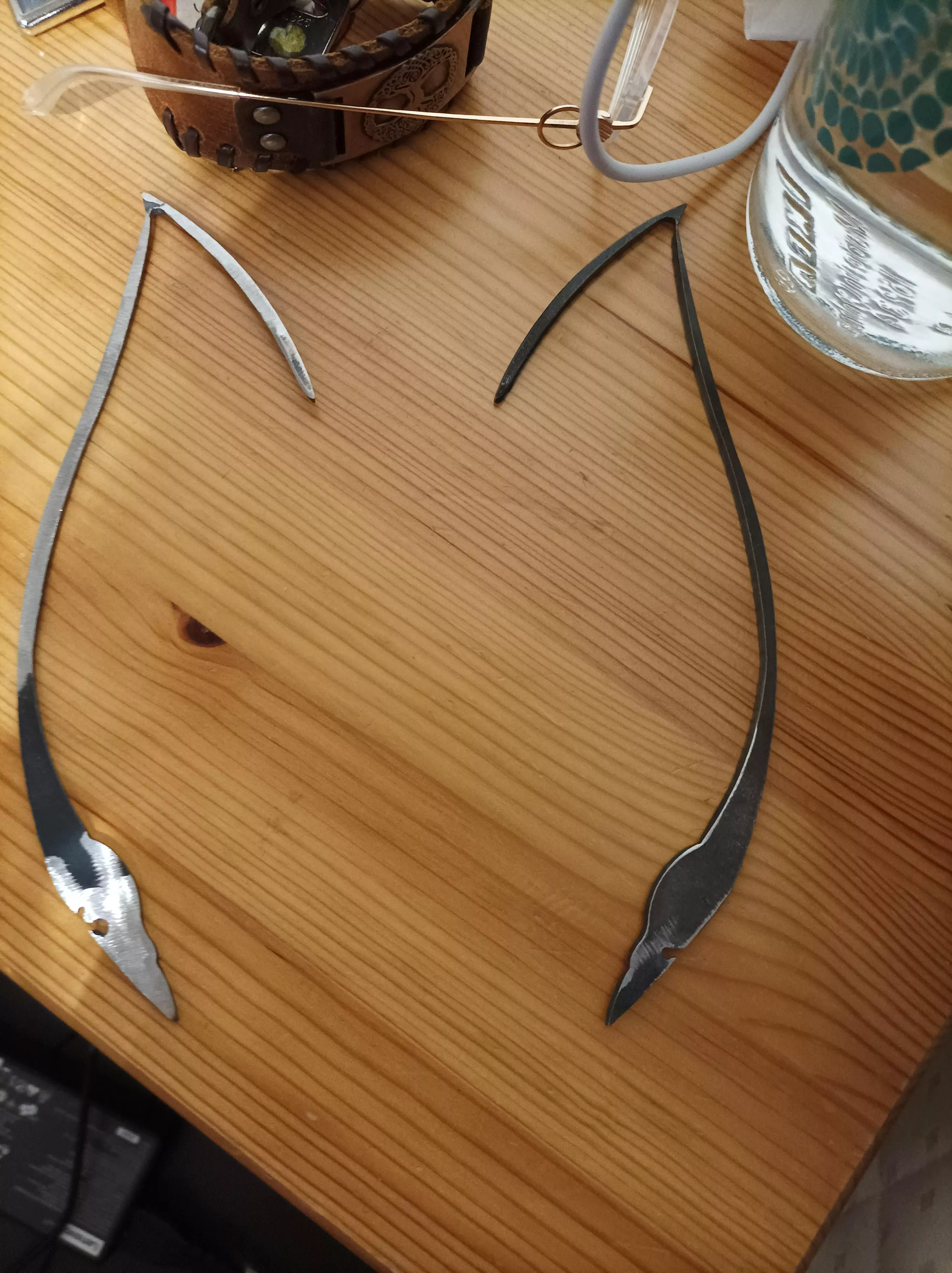 My boyfriend knows I'm a furry. So he brought me these ear shaped-like iron thingies from work (he's a blacksmith) 🥺♥️