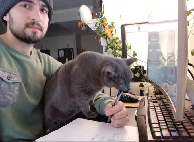 My cat is the worst classmate I could've asked for
