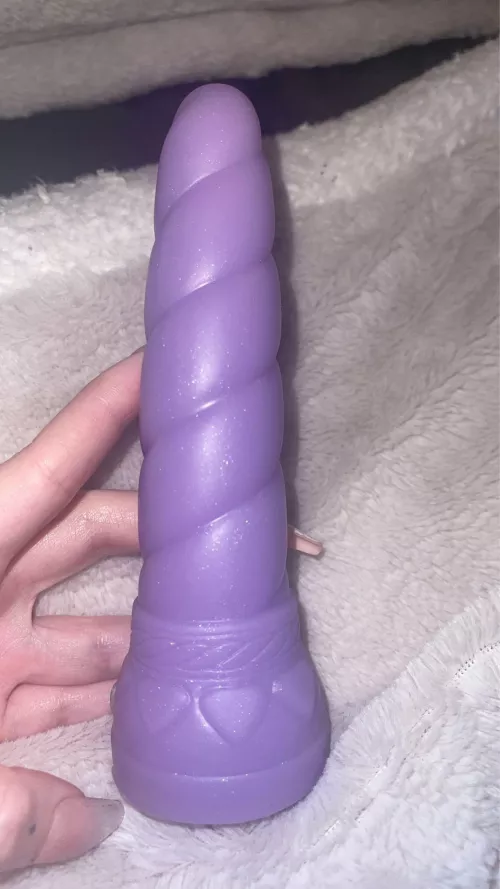 my favorite toy 😈 sparkly purple unicorn horn dildo