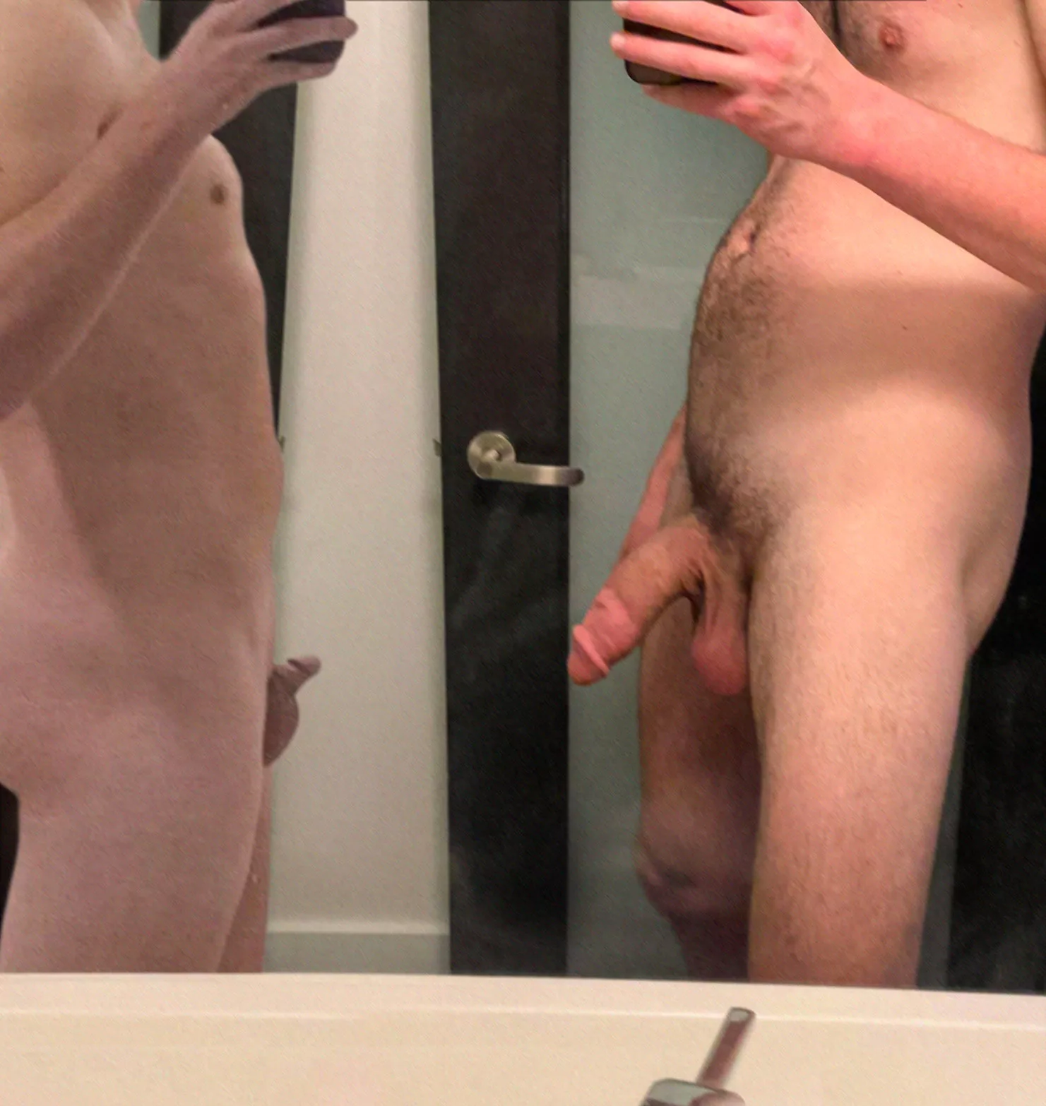 My friends hard dick side by side compared to my softie
