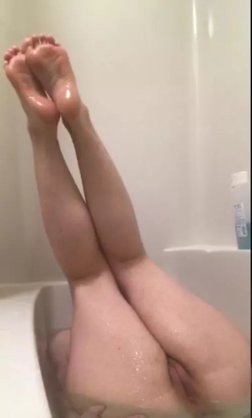 My gfs legs in the air for you guys, would love to see someone fill her up