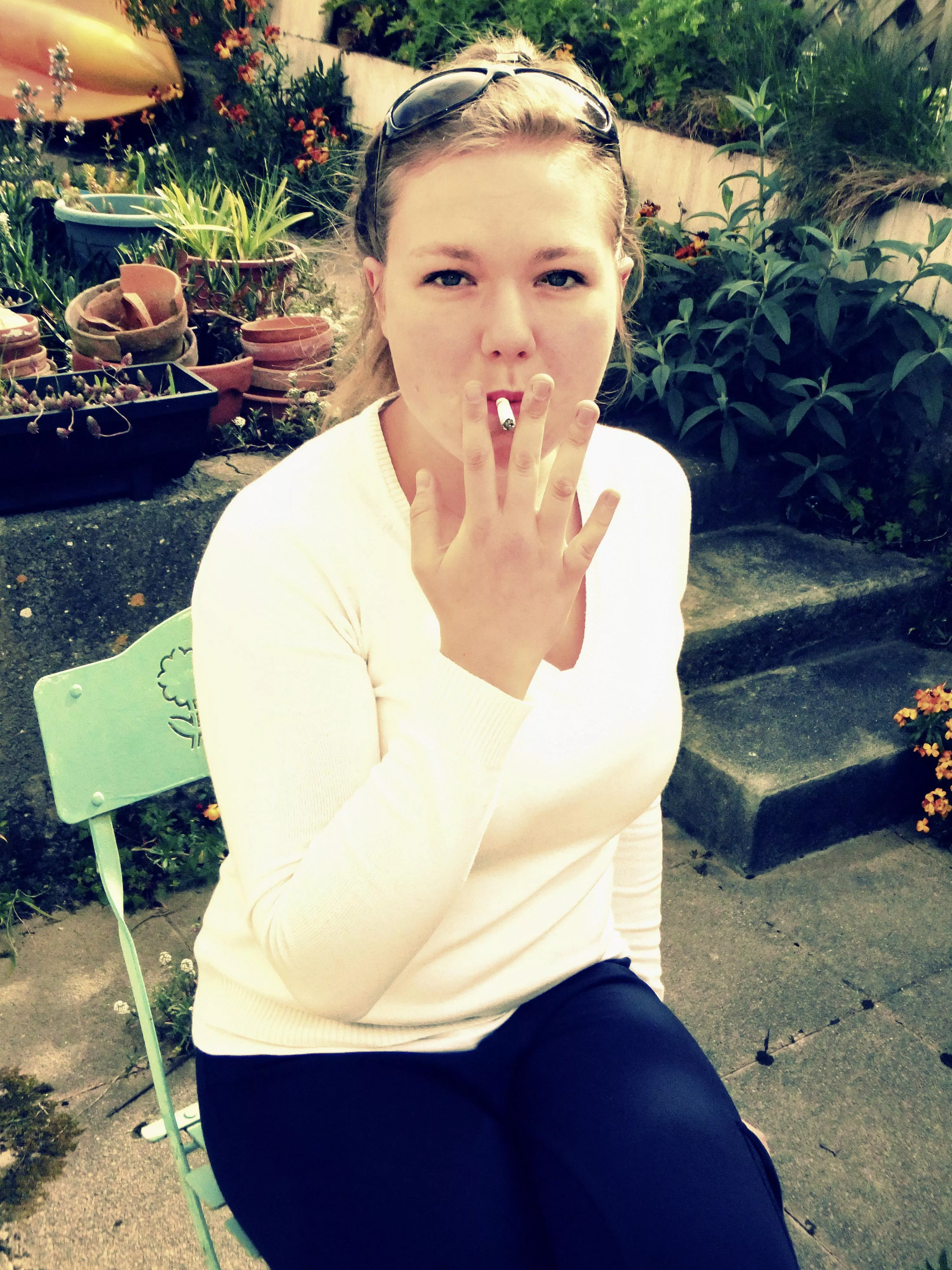 My girlfriend filling her lungs. Do you think she likes it or she needs it?