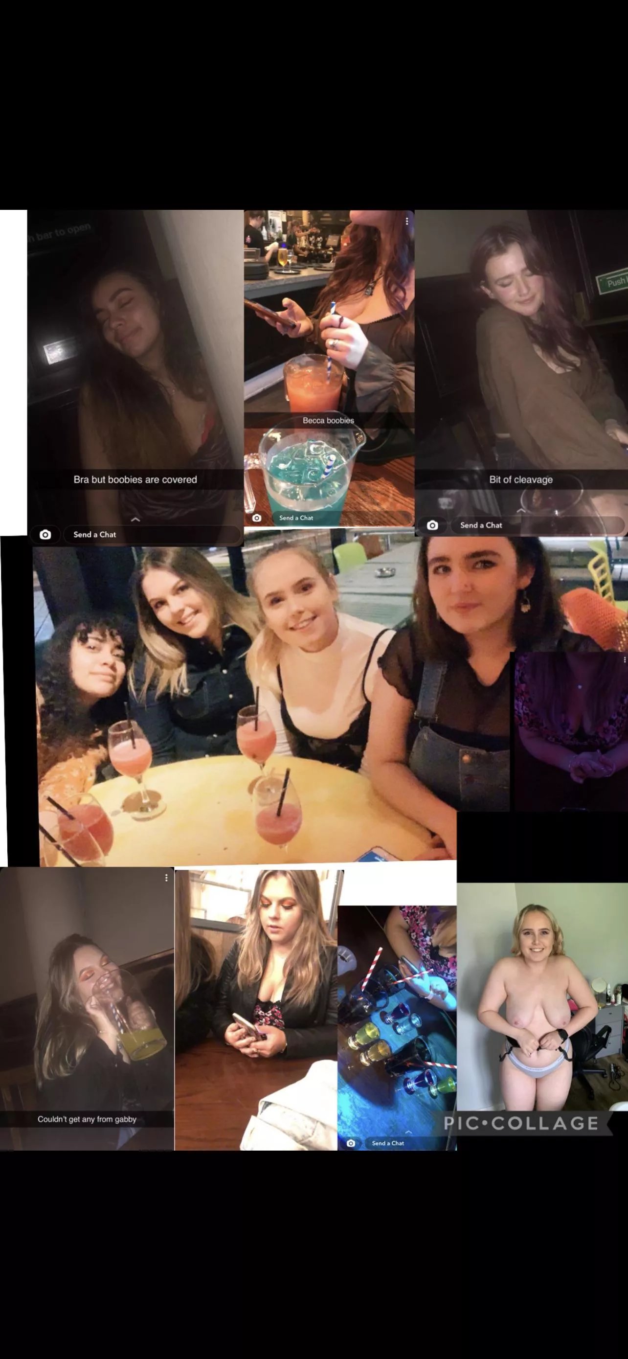 My girlfriend sending me pictures of her mates tits when they go on night out