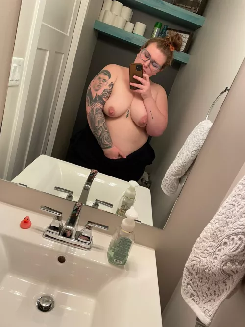 My husband was at the dinner table. What do you think his reaction was when he got this from me in the bathroom?