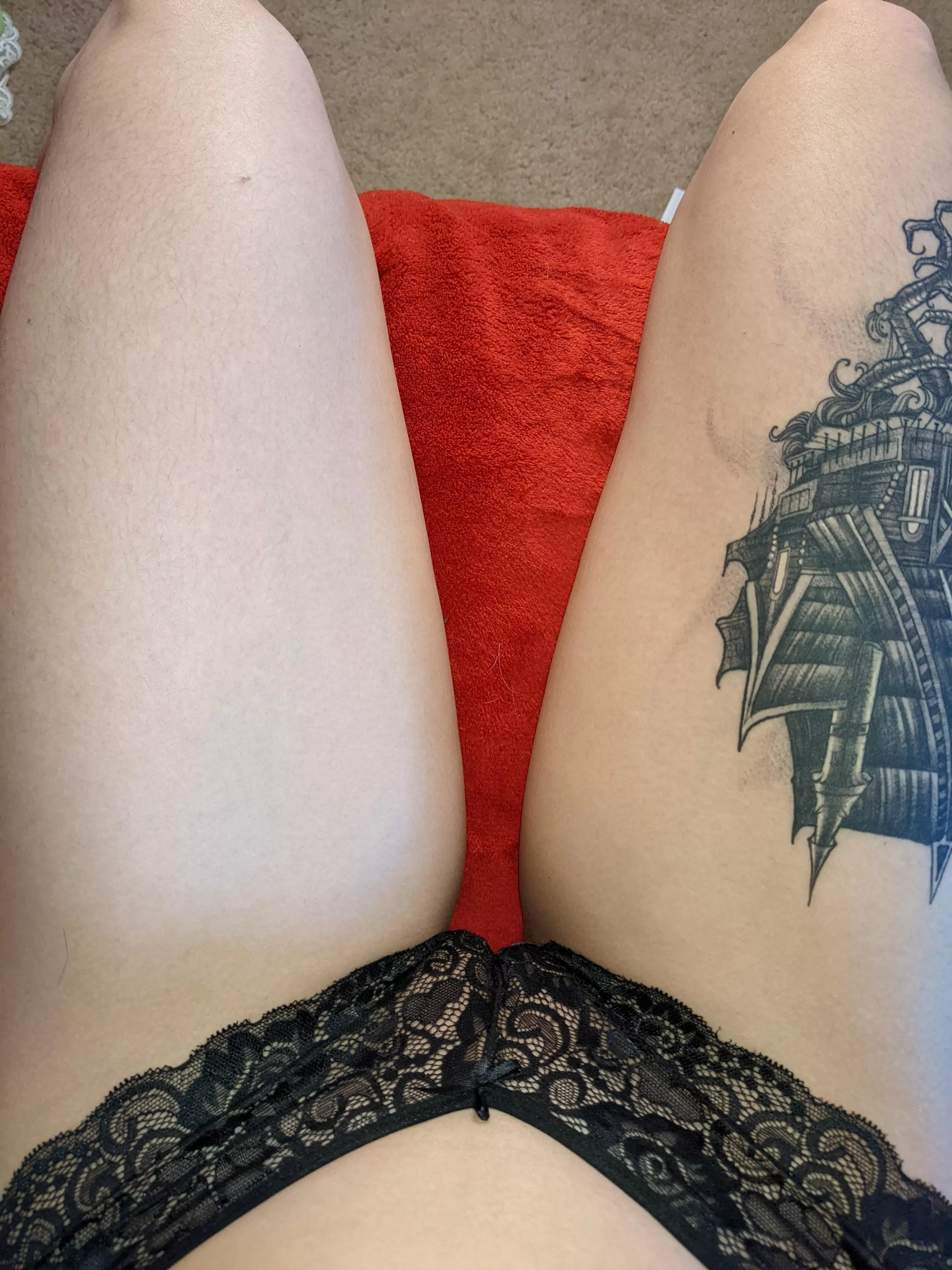 my kitty is really eating that thong up 😻