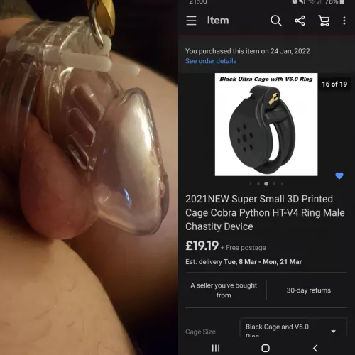 My new smaller cage is on it's way 😊