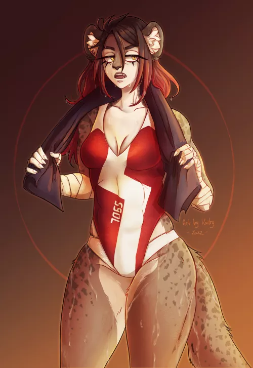 My OC Ariana after a swim (drawn by my friend @awora_nanne)