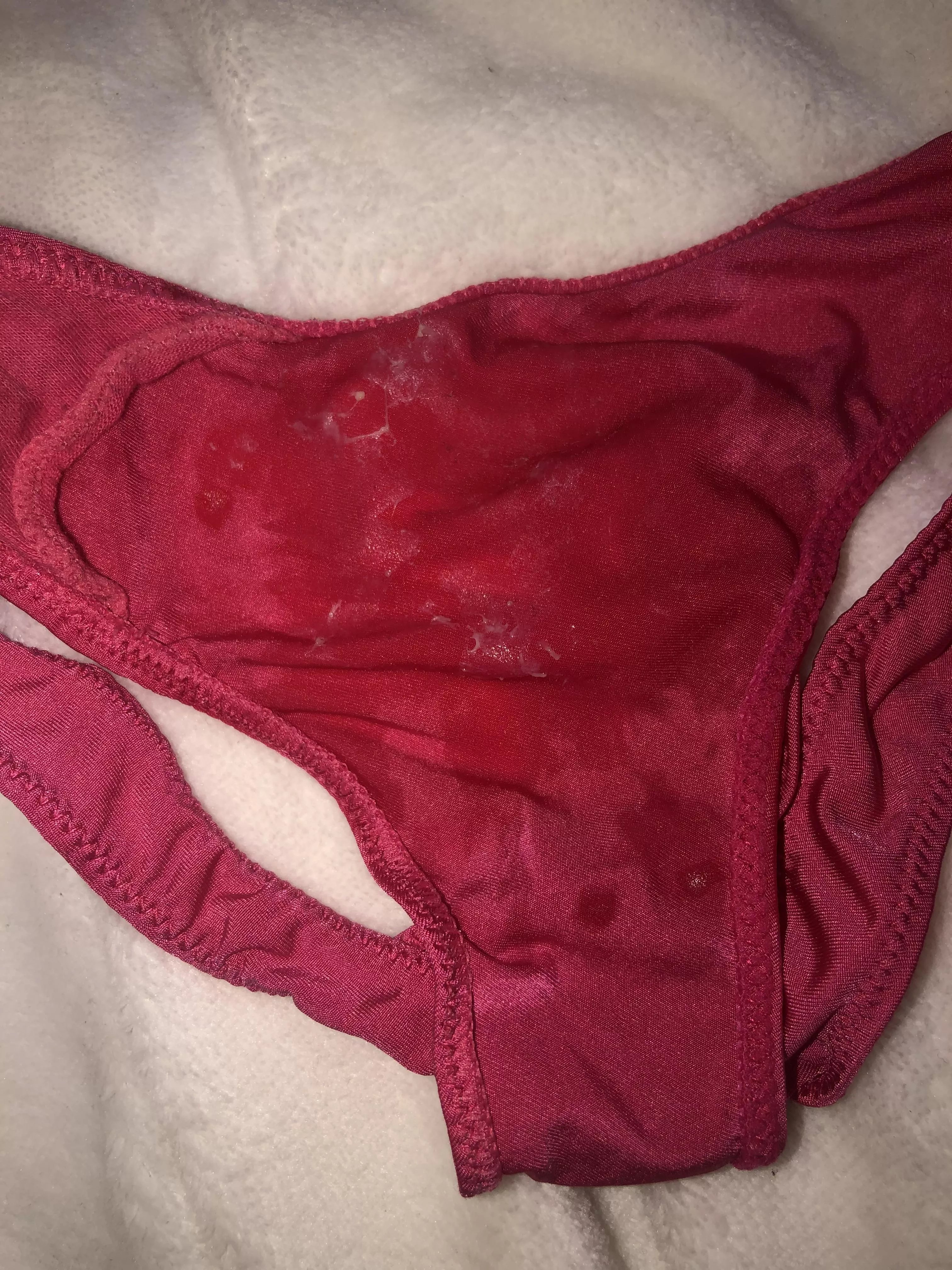 my panties after I pulled them out my pussy.. a bit wet