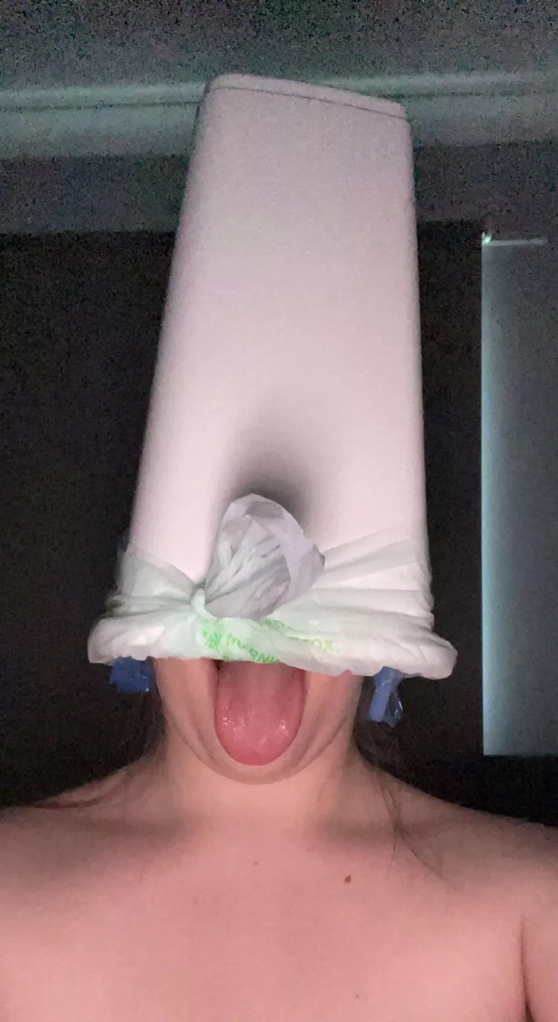 My pig slave licking its bin, just like a real pig