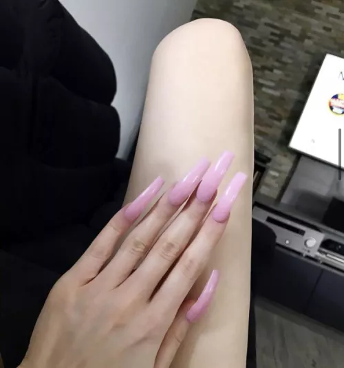 my pink long nails🎀👅