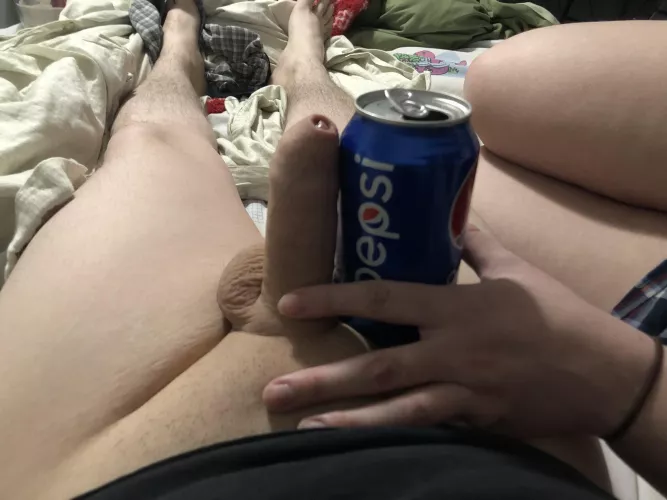 My sissy boyfriend’s dick is barely as big as this Pepsi can :(